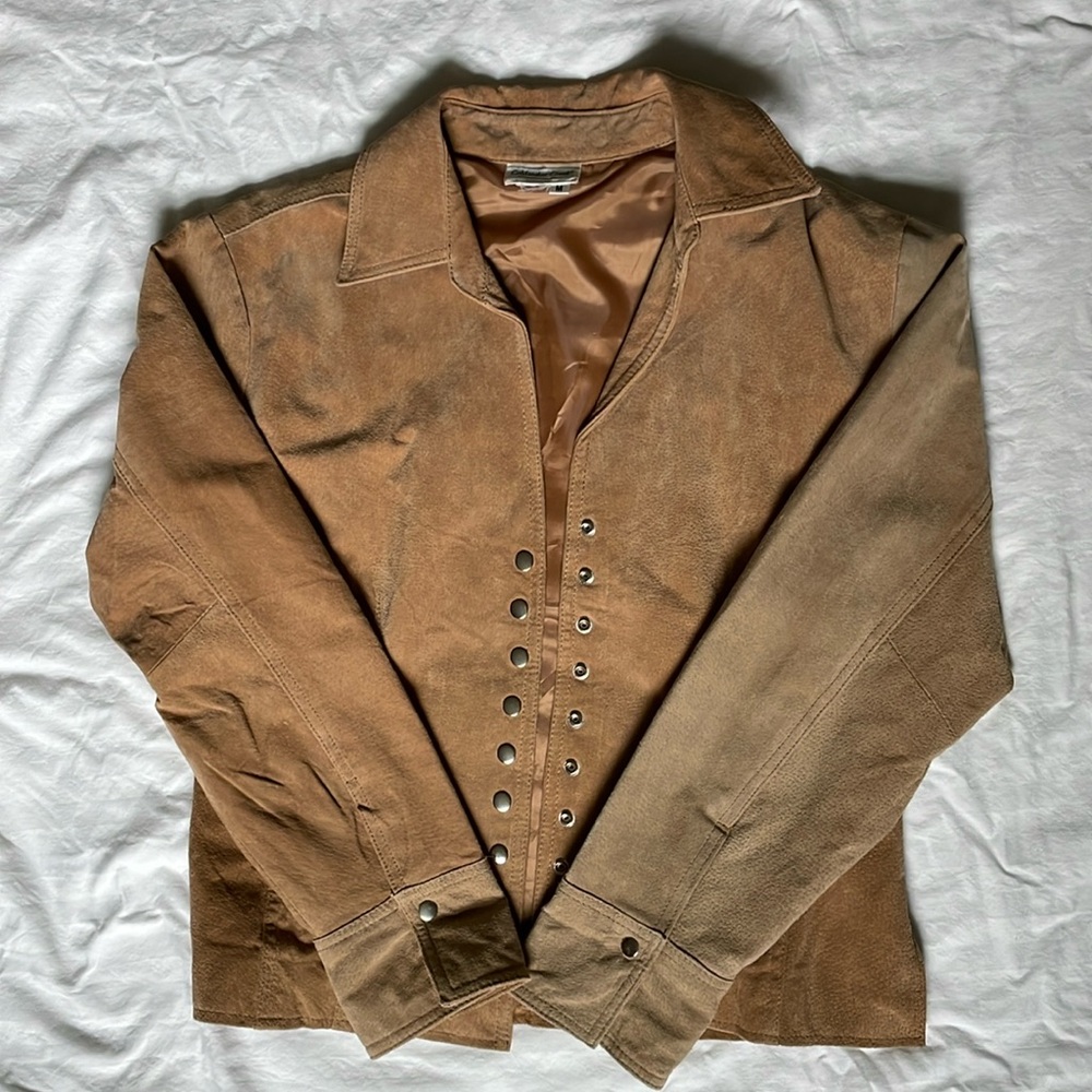 Coldwater Creek Women’s Light Brown Leather Jacket/Coat Medium